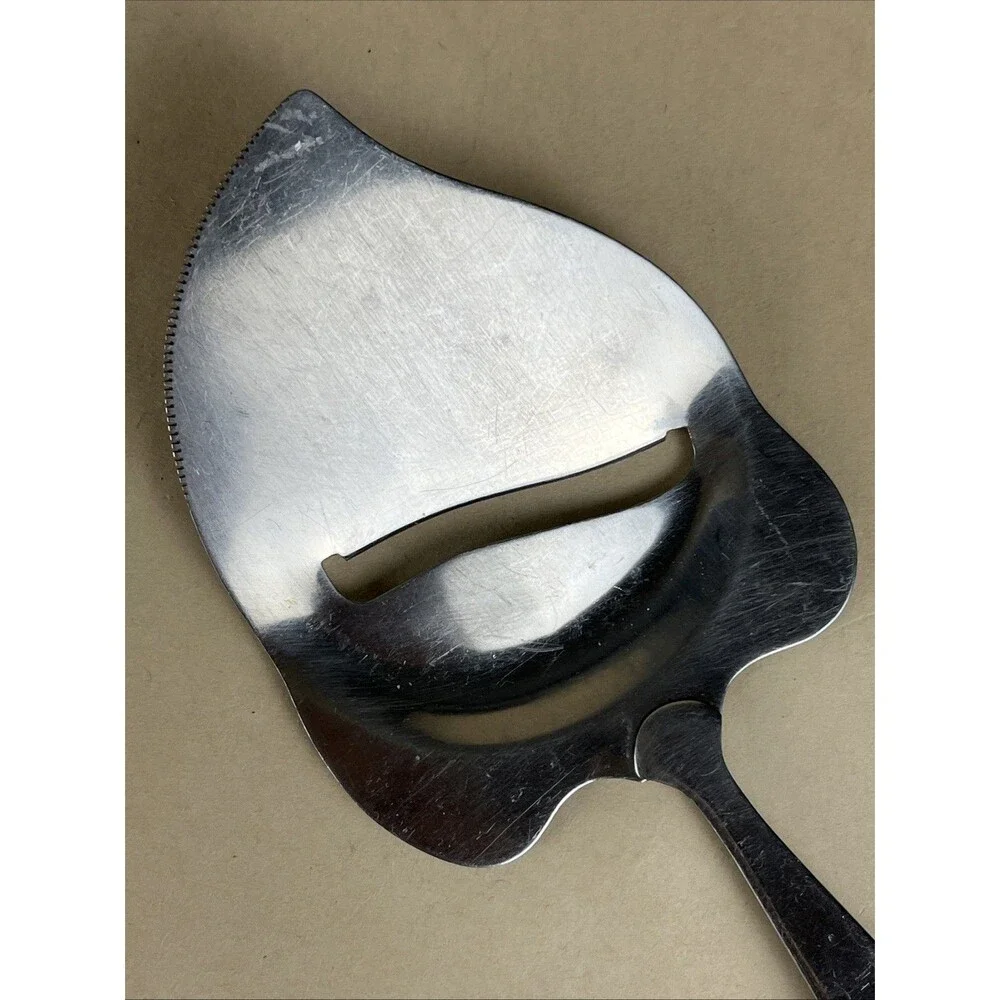 Vintage MCM Cheese Plane Slicer Stainless Steel‎ Serrated Edge Wood Handle Japan